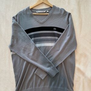 Men's Travis Mathews Gray Striped Sweater